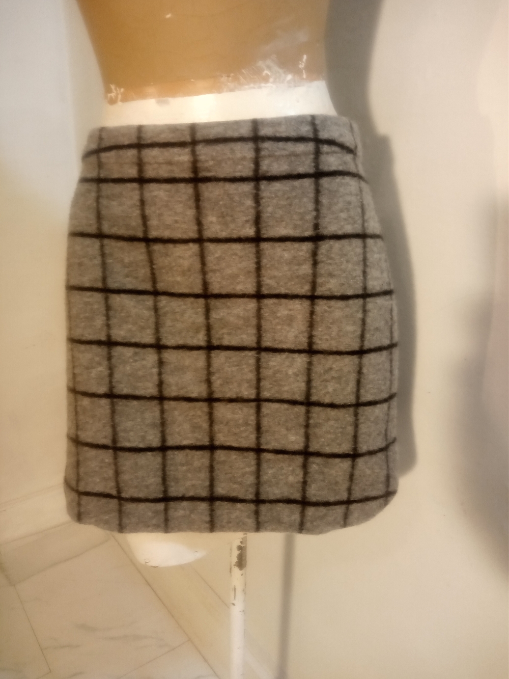 jason maxwell Gray Mini Skirt with Black Windowpane Check